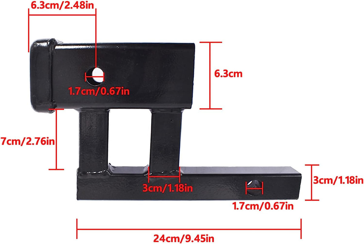 Trailer Hitch Extension Receiver Adapter 1.25" to 2" 350 lbs Black