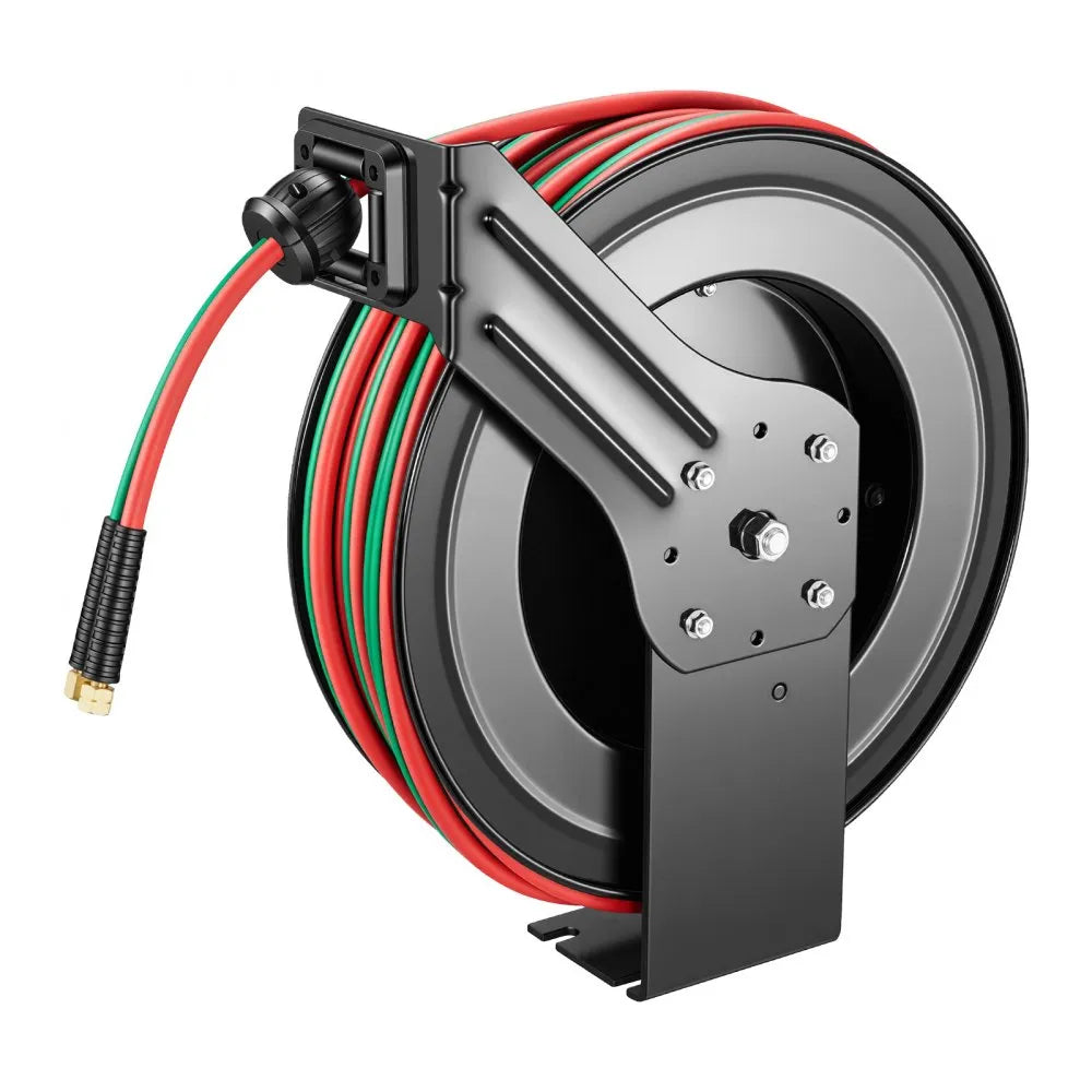 VEVOR Retractable Welding Hose Reel | 1/4" Twin Oxygen & Acetylene Hose | Auto Rewind | 50 ft & 100 ft