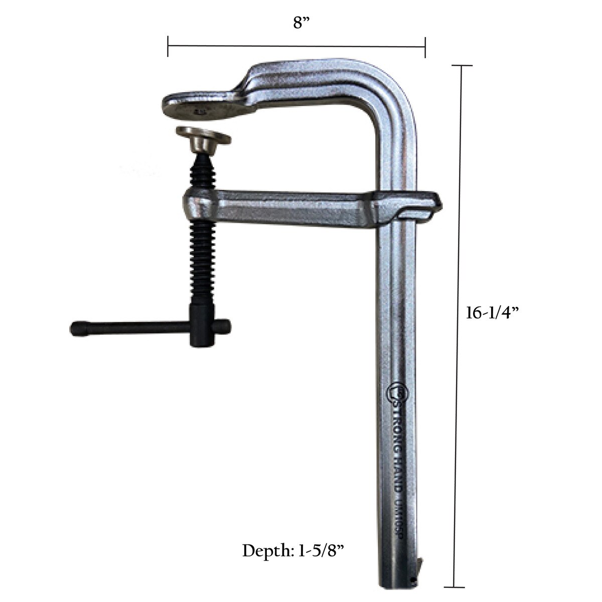 Strong Hand Tools Utility Clamp – 10-1/2" Opening with Standard Pad | Heavy-Duty F-Clamp