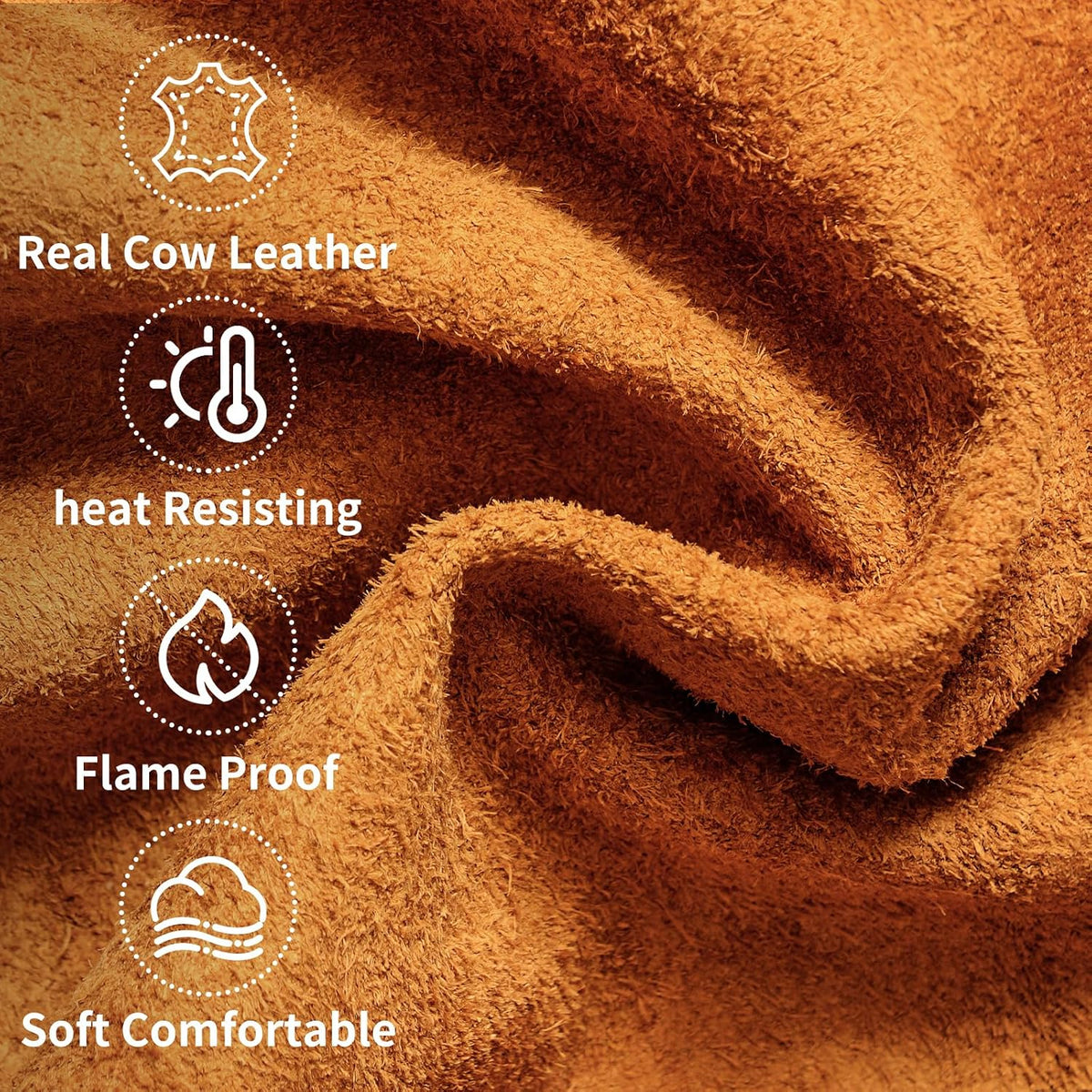 Unisex Leather Welding Sleeves Heat-Resistant Protective Arm Guards Brown