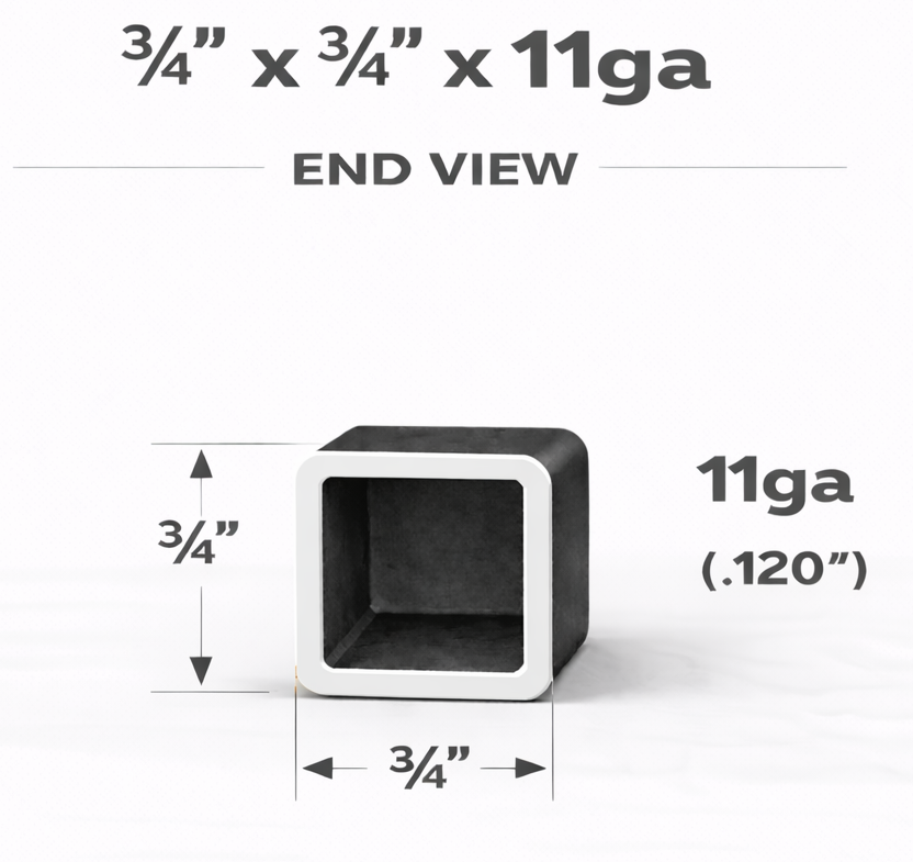 Square Steel Tubing-3/4" x 3/4" x 11ga (0.120")-Select Length