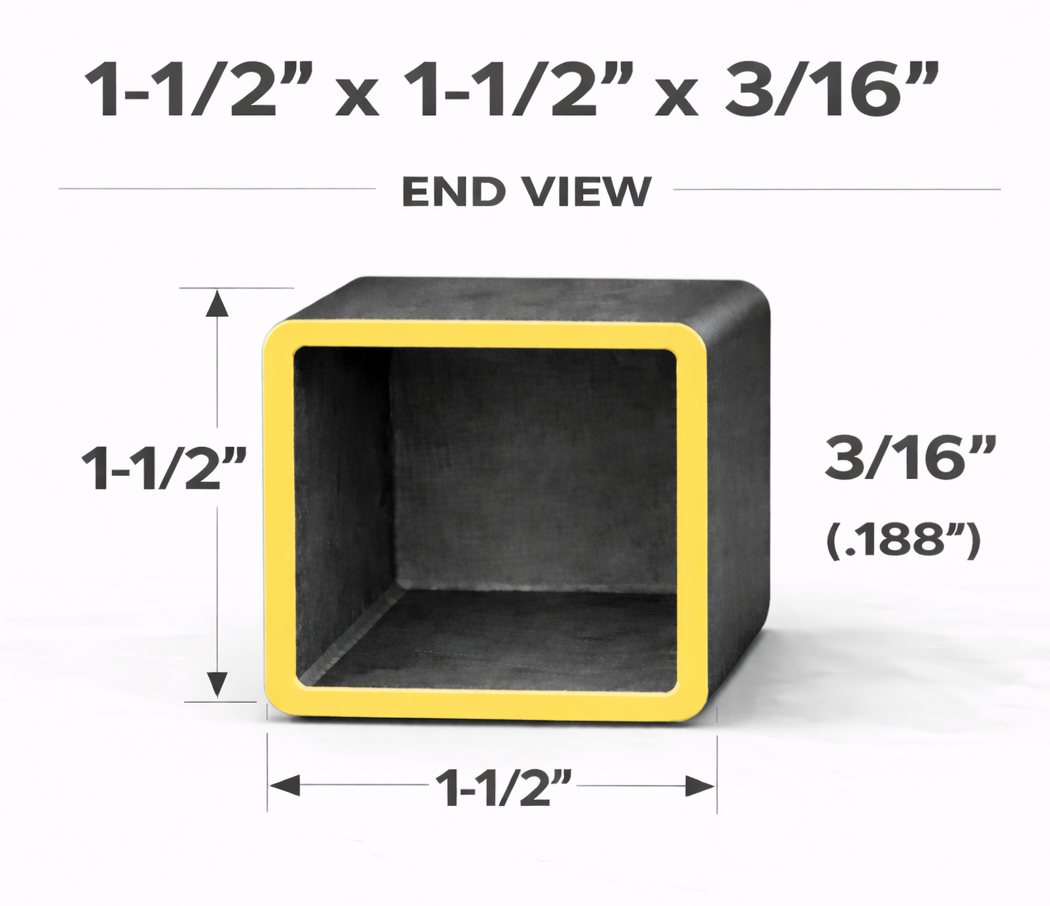 1-1/2" x 1-1/2" 3/16" (0.188") Square Steel Tubing – A500/A513 – Select Length