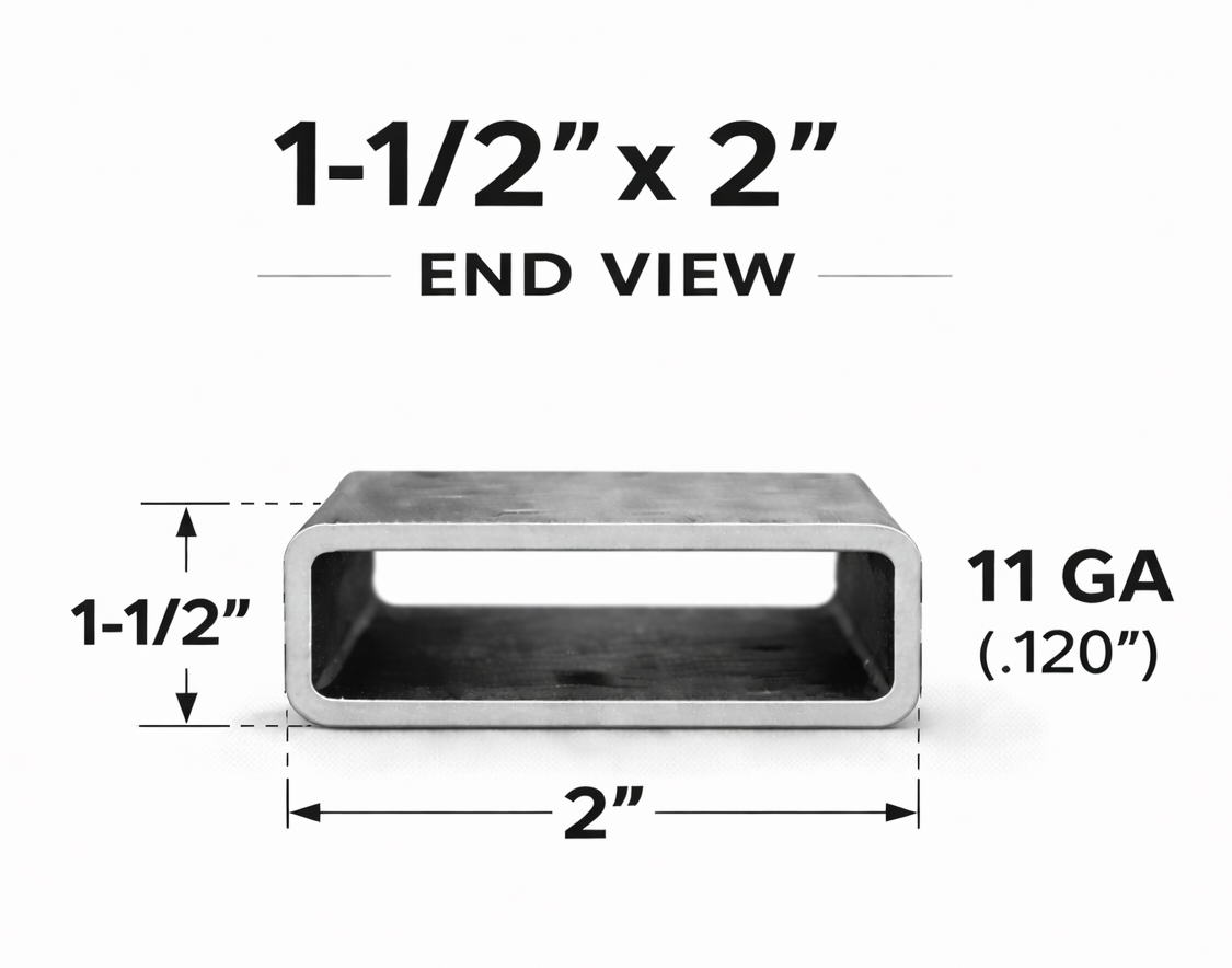 1-1/2" x 2" 11ga (0.125") Rectangle Steel Tubing — Select Length