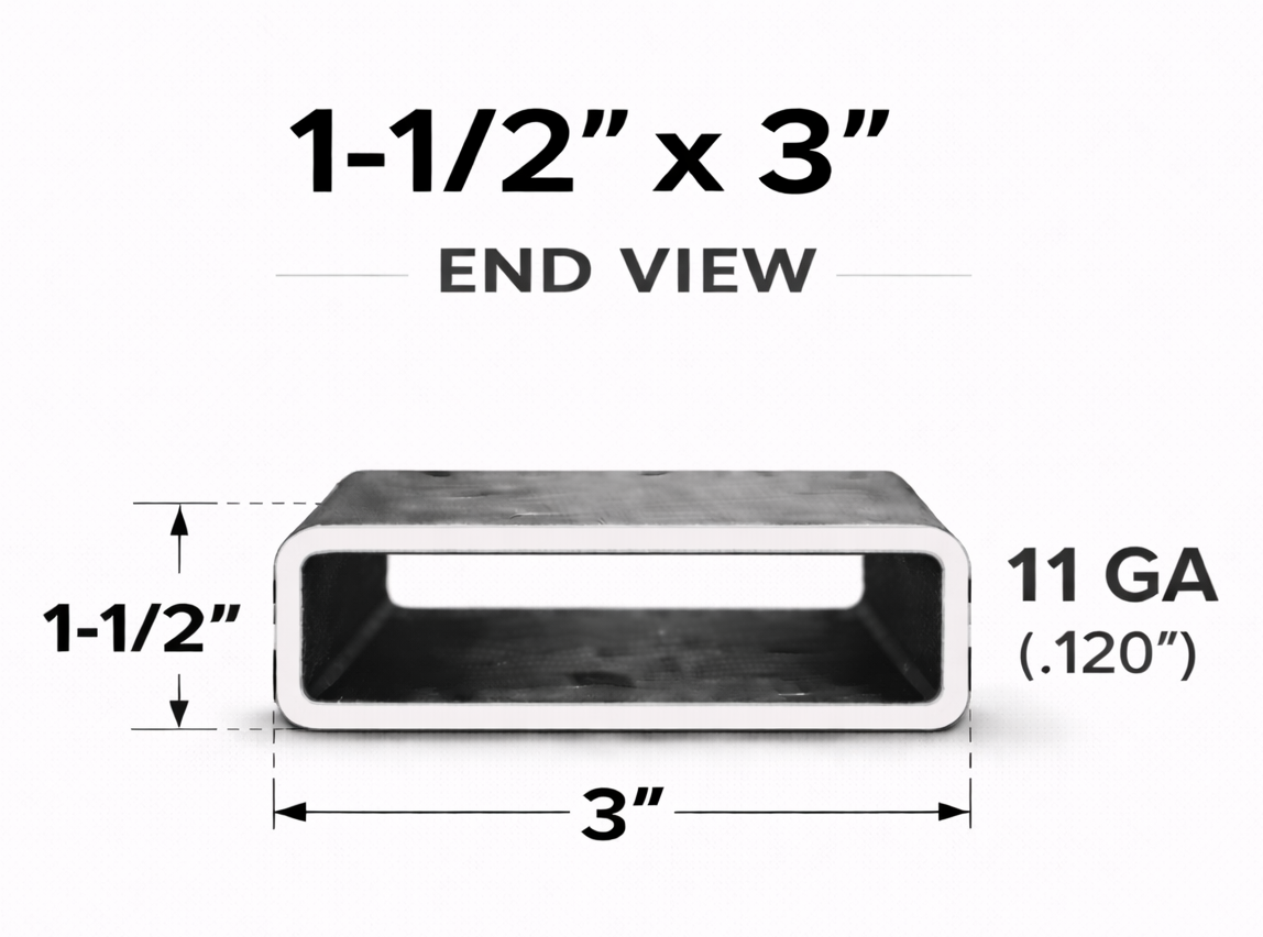 1-1/2" x 3" x 11ga (0.125") Rectangle Steel Tubing — Select Length