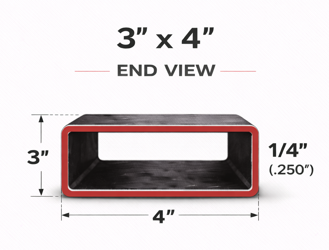3" x 4" x 1/4" (0.250") Rectangle Steel Tubing — Select Length