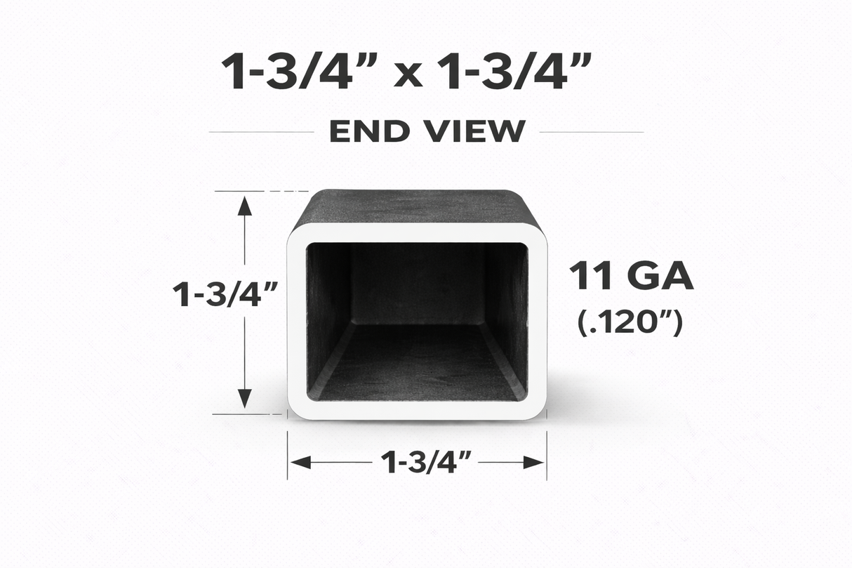 1-3/4" x 1-3/4" 11ga Square Steel Tubing – Select Length