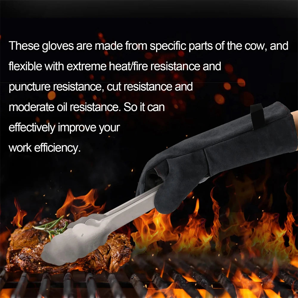14" Premium Leather Welding Gloves ā Heat Resistant TIG, MIG, ARC & BBQ Protective Gloves