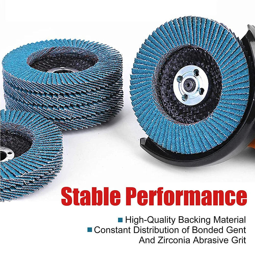 4-1/2" Zirconia Flap Disc for Angle Grinder – 40/60/80/120 Grit Metal Grinding & Finishing Wheel