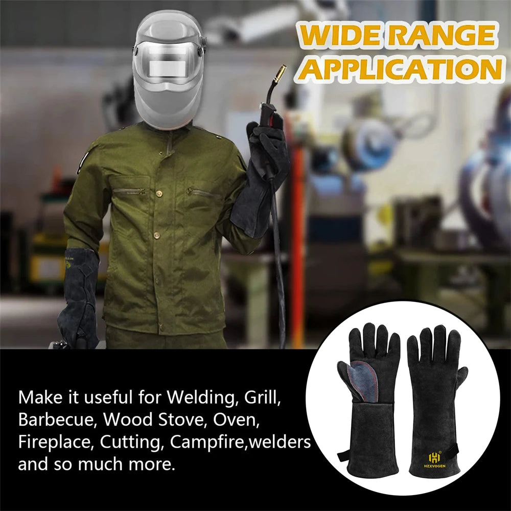 14" Premium Leather Welding Gloves ā Heat Resistant TIG, MIG, ARC & BBQ Protective Gloves