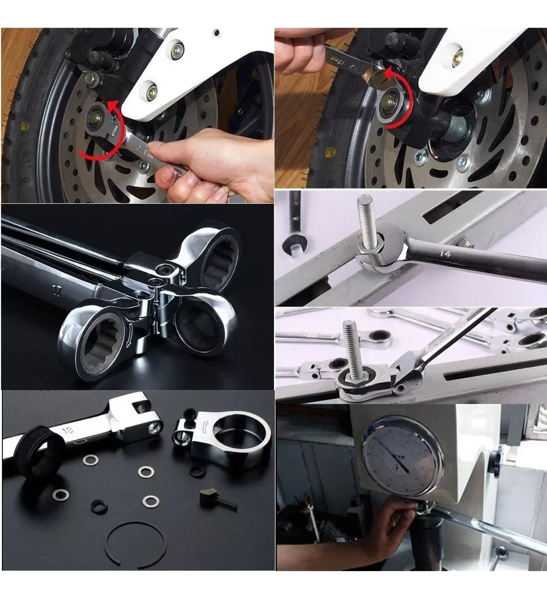 12-Piece Flex Head Ratcheting Wrench Set β Metric Combination Spanner Set 8mmβ19mm with Storage Roll