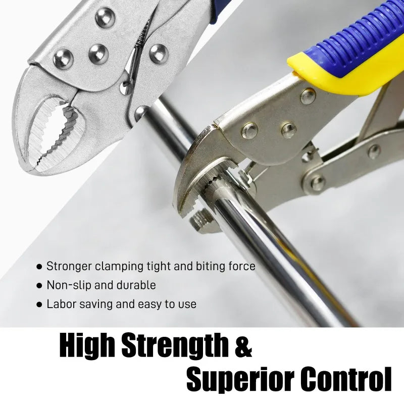 3-Piece Locking Pliers Set – 10" Curved Jaw, 7" Curved Jaw & 6-1/2" Long Nose Vise Grip Pliers