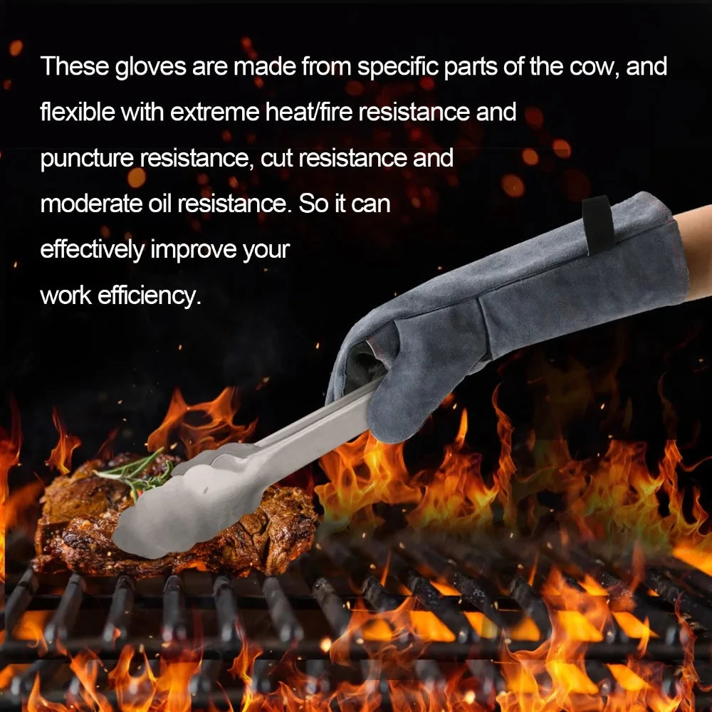 14" Premium Leather Welding Gloves ā Heat Resistant TIG, MIG, ARC & BBQ Protective Gloves