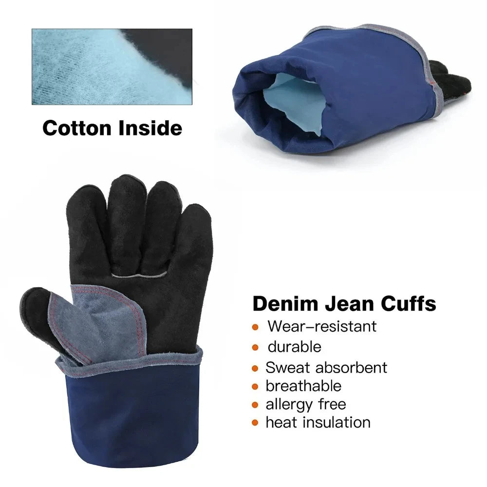 14" Premium Leather Welding Gloves ā Heat Resistant TIG, MIG, ARC & BBQ Protective Gloves