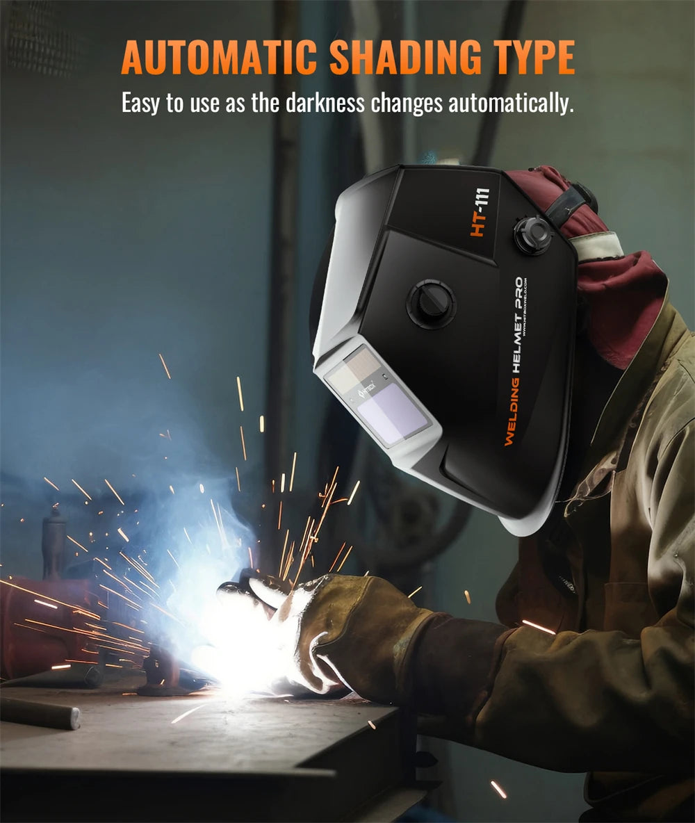 HITBOX HT-111 Auto Darkening Welding Helmet – True Color TIG, MIG & ARC Welding Mask with Adjustable Shade