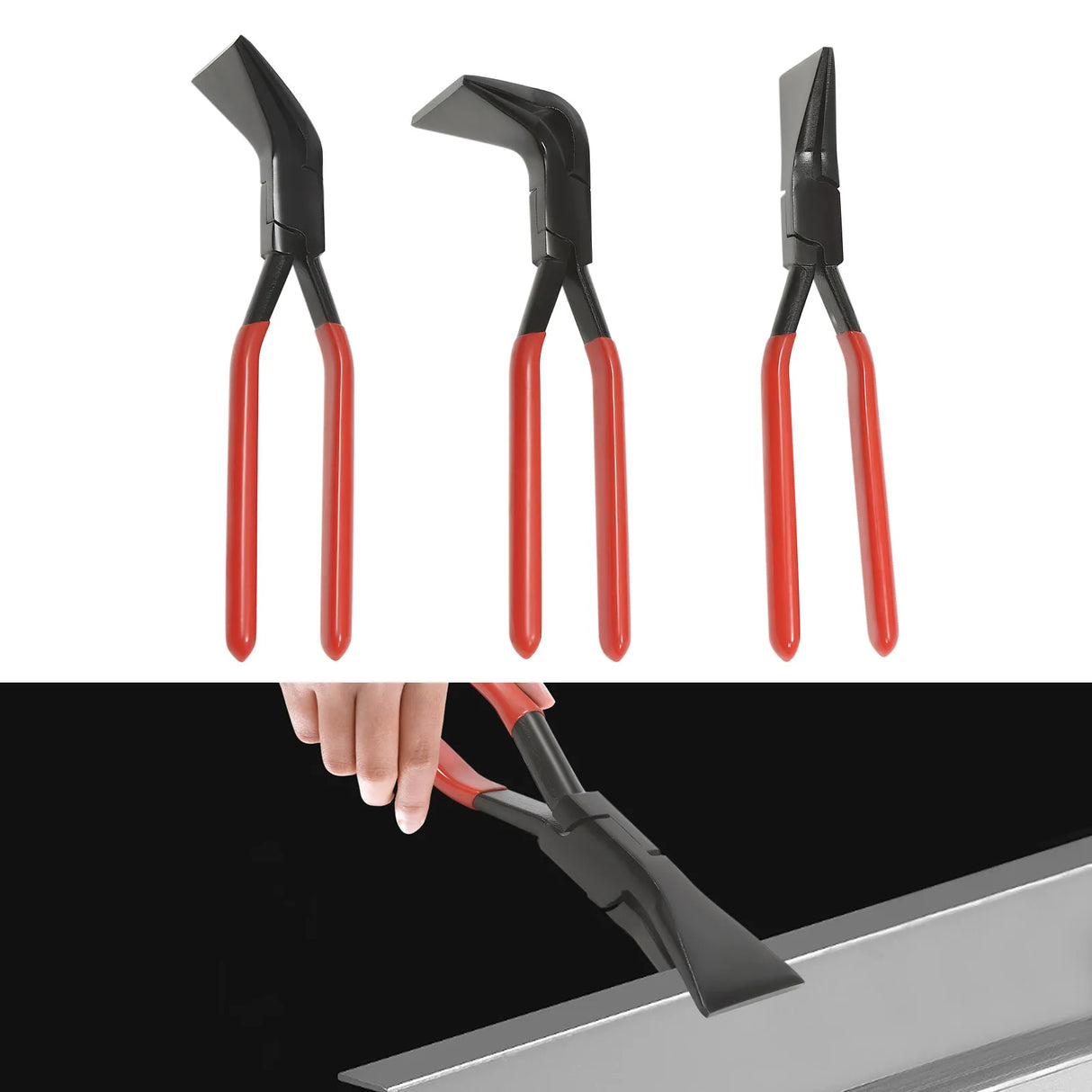3-Piece Sheet Metal Seamer Pliers Set – Straight, 45° & 90° Bending Pliers