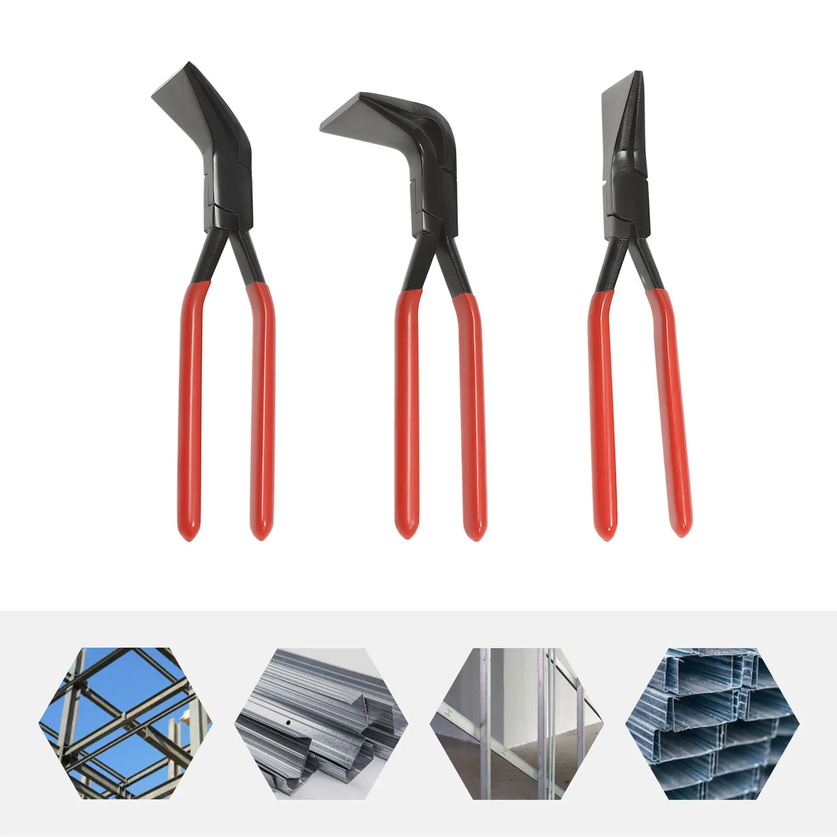 3-Piece Sheet Metal Seamer Pliers Set – Straight, 45° & 90° Bending Pliers