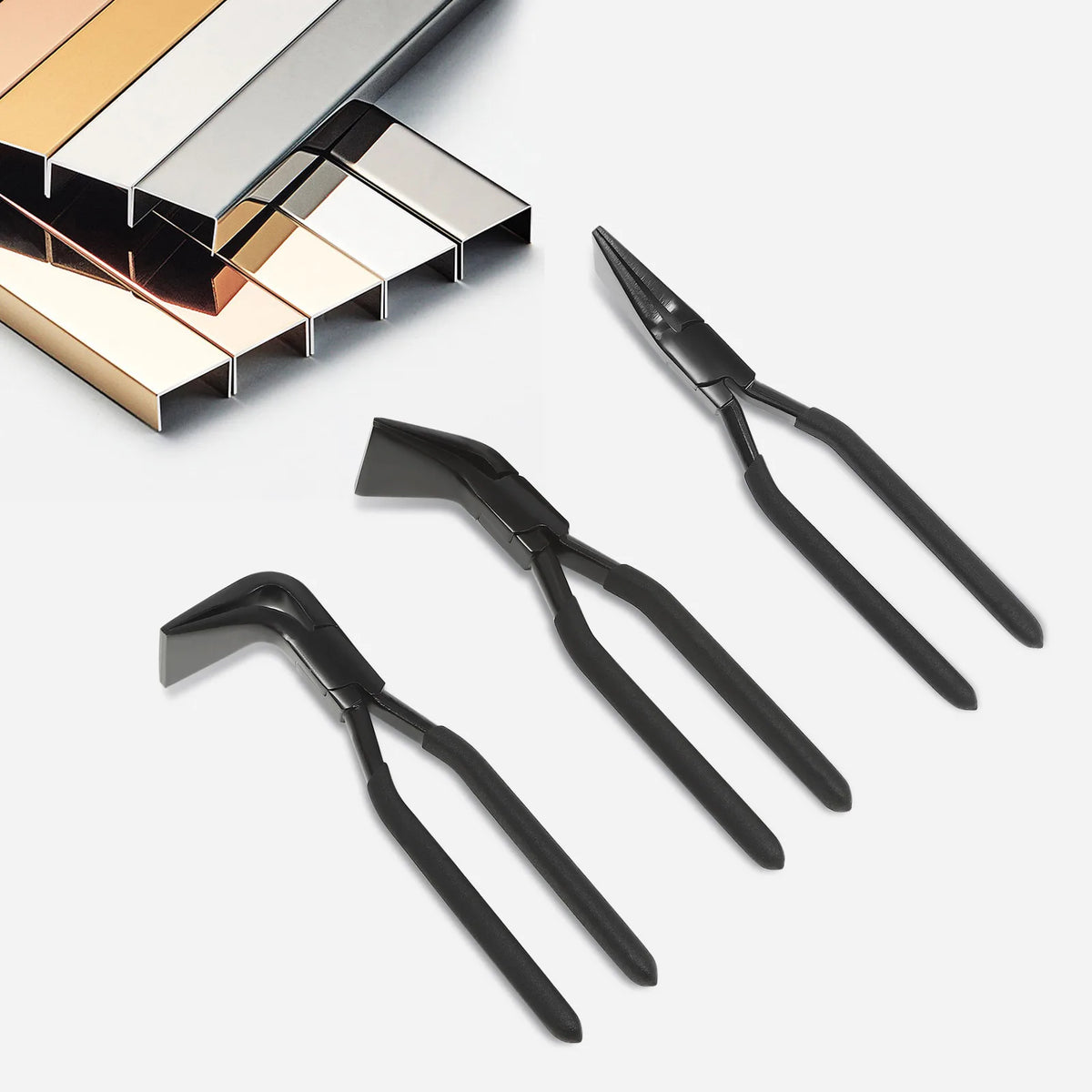 3-Piece Sheet Metal Seamer Pliers Set – Straight, 45° & 90° Bending Pliers