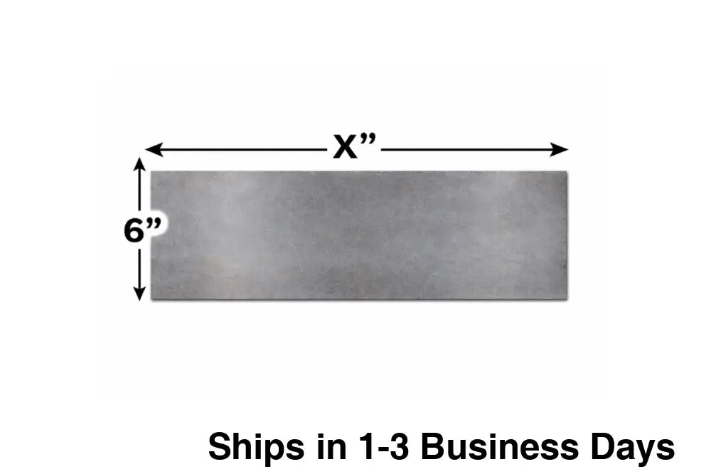 A36 steel plate, 1/4" thick x 6" wide, precision cut for structural applications.