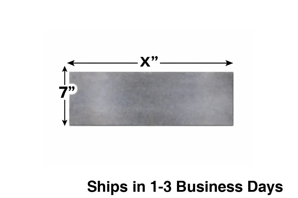 A36 steel plate, 1/4" thick x 7" wide, ideal for structural and fabrication applications.