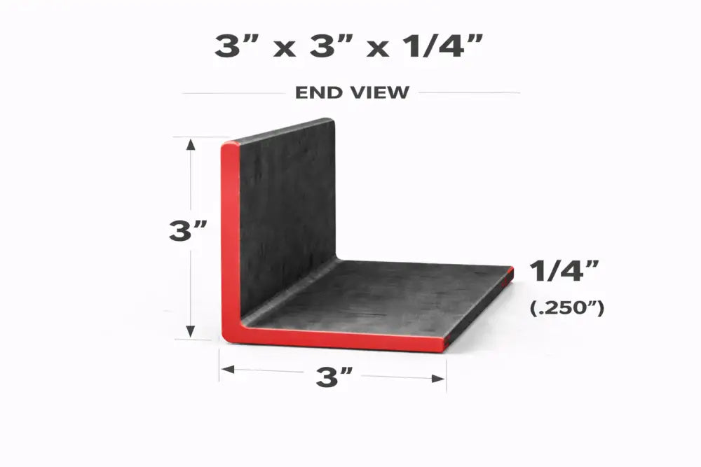 Angle Iron - 3’’ x 3’’ x 1/4’’(0.250’’) - Select Length - 3 x 3