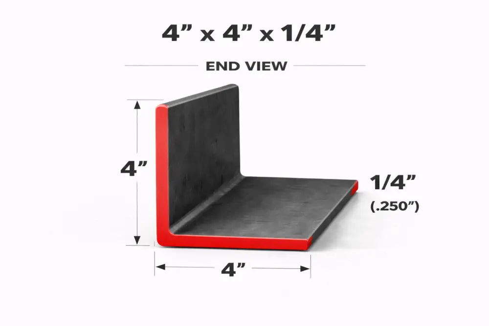 Angle Iron - 4’’ x 4’’ x 1/4’’(0.250’’) - Select Length - 4 x 4
