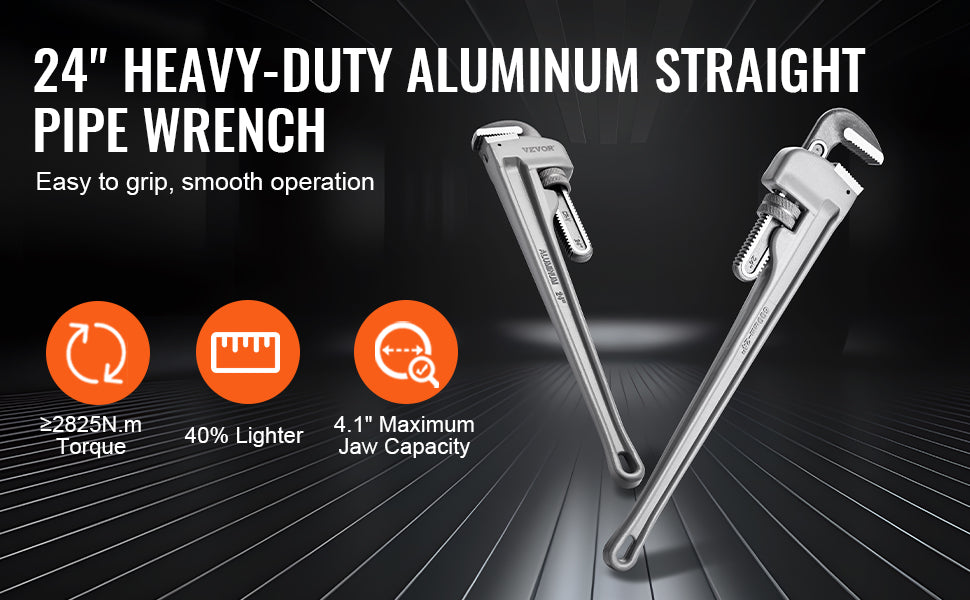 Aluminum Straight Pipe Wrench | Heavy-Duty Adjustable Plumbing Wrench