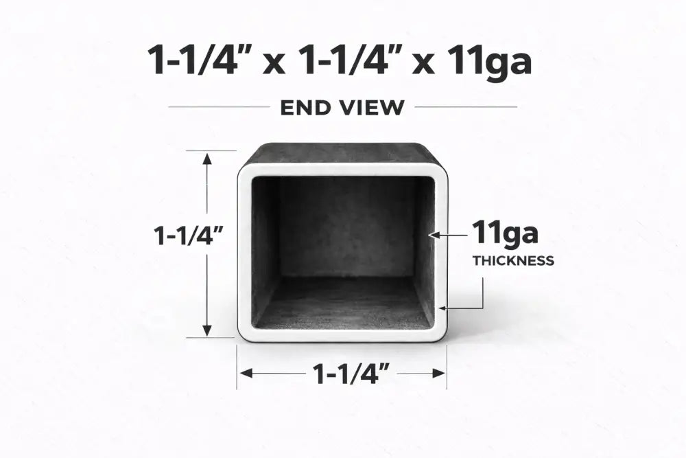 Square Steel Tubing-1-1/4’’ x 1-1/4’’ x 11ga (0.120’’)-Select Length - 1-1/4 x 1-1/4