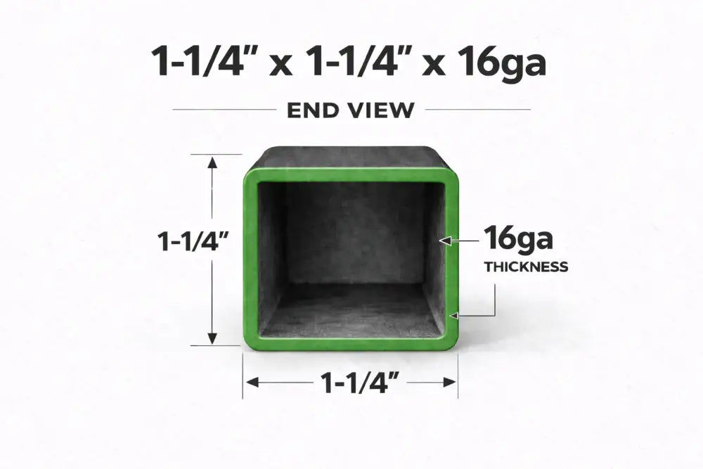 Square Steel Tubing-1-1/4’’ x 1-1/4’’ x 16ga (0.065’’)-Select Length - 1-1/4 x 1-1/4
