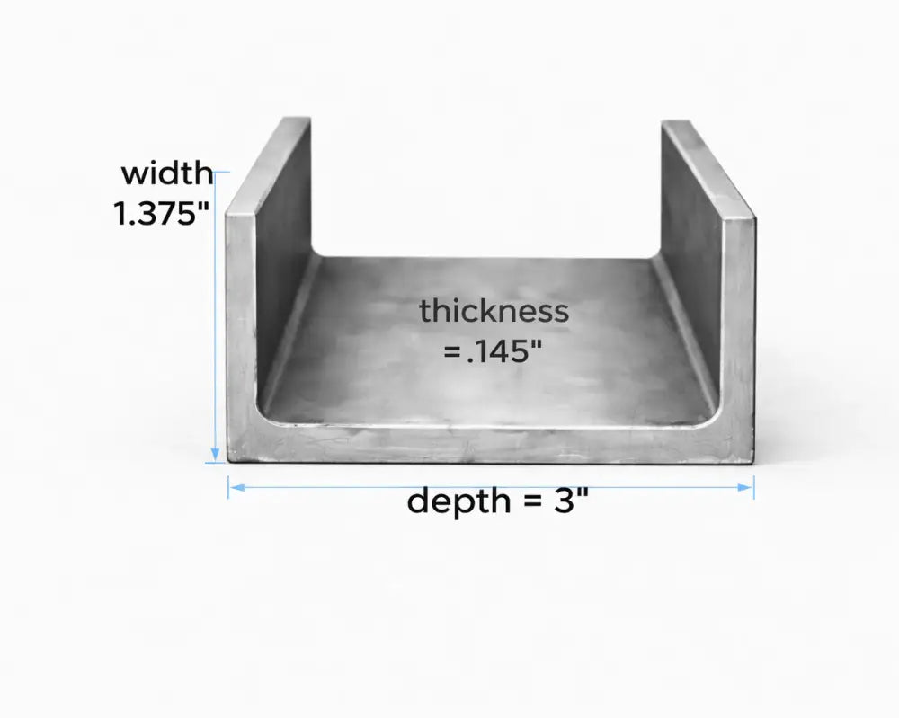 Steel Channel- 3ββ x 3.5lb (3ββ x 1.375ββ x.145ββ) - Select Length - 3 x 1.375