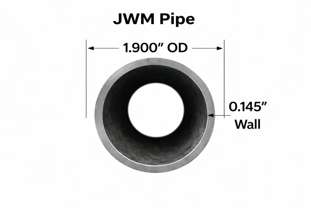 Steel Pipe with 1.900" outer diameter and 0.145" wall thickness, ideal for various applications.