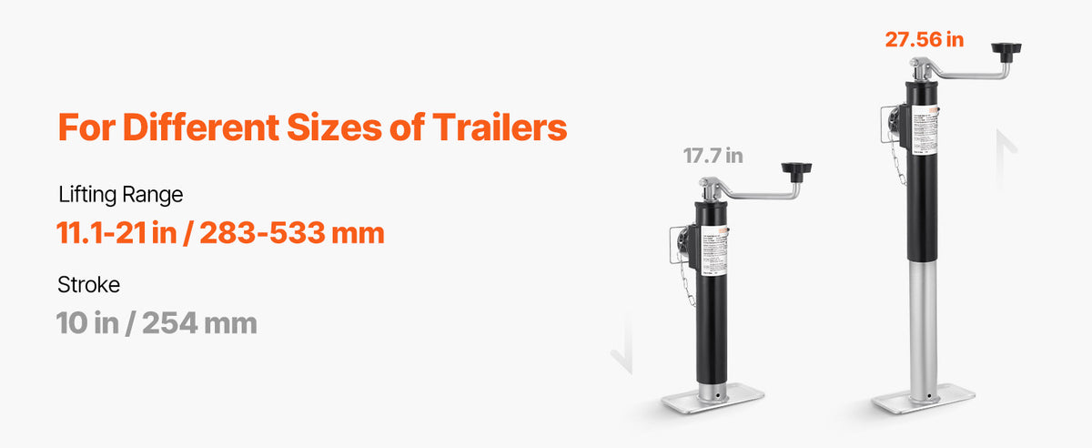 2,000 lb Weld-On Swivel Trailer Jack – 10" Lift