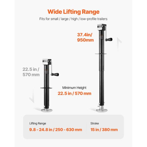 5000 Pound Trailer Jack – 9.8-24.8 Inch Lift, Bolt On