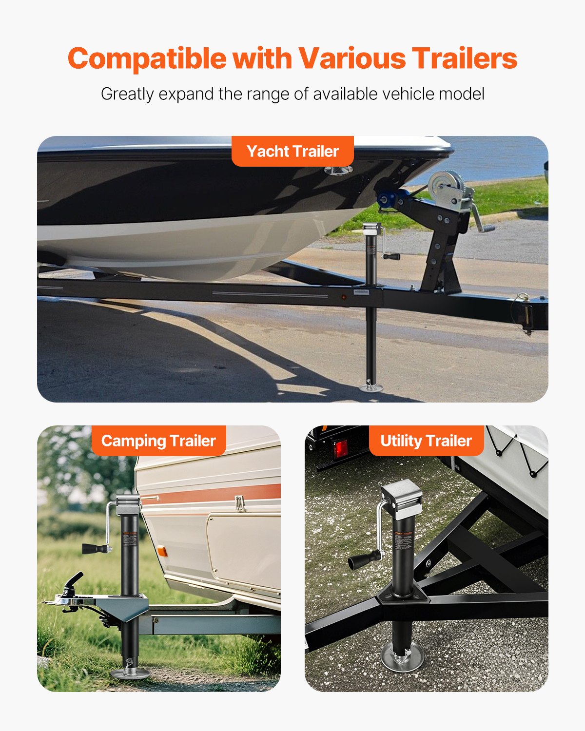 5000 Pound Trailer Jack – 9.8-24.8 Inch Lift, Bolt On