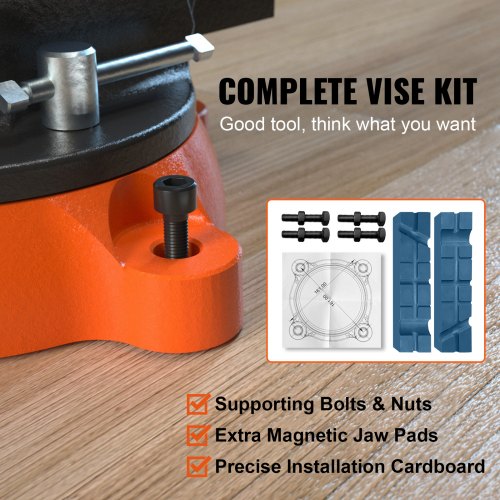 Bench Vise, 6-inch Jaw Width 5.9-inch Jaw Opening, 360-Degree Swivel Locking Base Multipurpose Vise with Anvil, Heavy Duty Ductile Iron Workbench Vise with Bolts & Nuts, for Drilling, Pipe Cutti | US