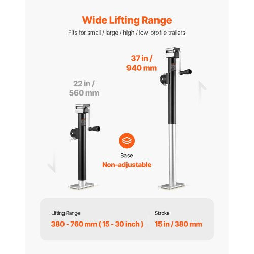 5000 lb Trailer Jack – Weld-On Swivel, 15-Inch Travel