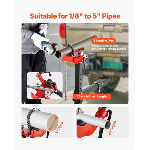 Bench Chain Pipe Vise – 1/8"-5" Capacity, 26" Chain