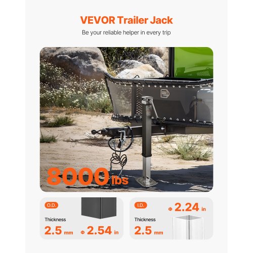 8000 lb Trailer Jack – 28 in Lift, 15 in Travel