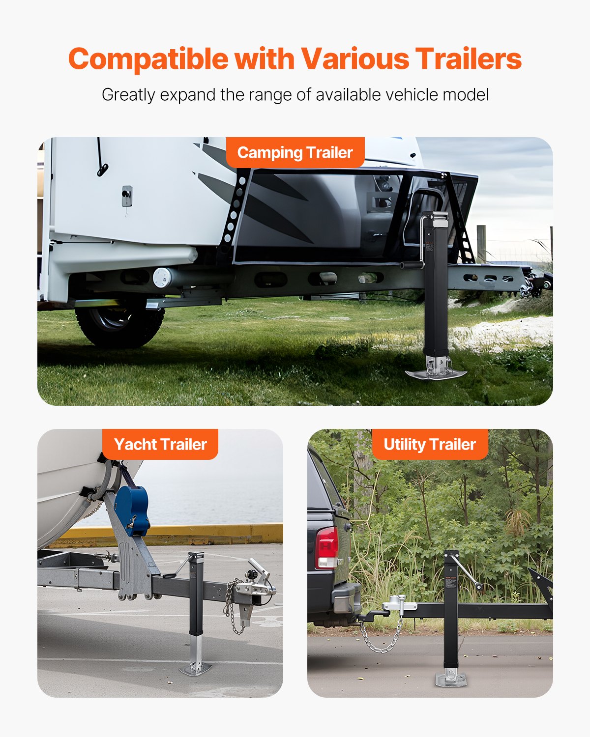 8000 lb Trailer Jack – 28 in Lift, 15 in Travel