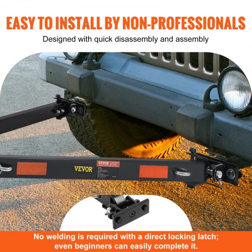 Tow Bar, 5500 lbs Towing Capacity with Chains, Powder-Coating Alloy Steel Bumper-Mounted Universal Towing Bar, Coupler Fits 2-Inch Ball Hitch, 39.4-Inch Opening Width, for RV Car Trailer Truck | US