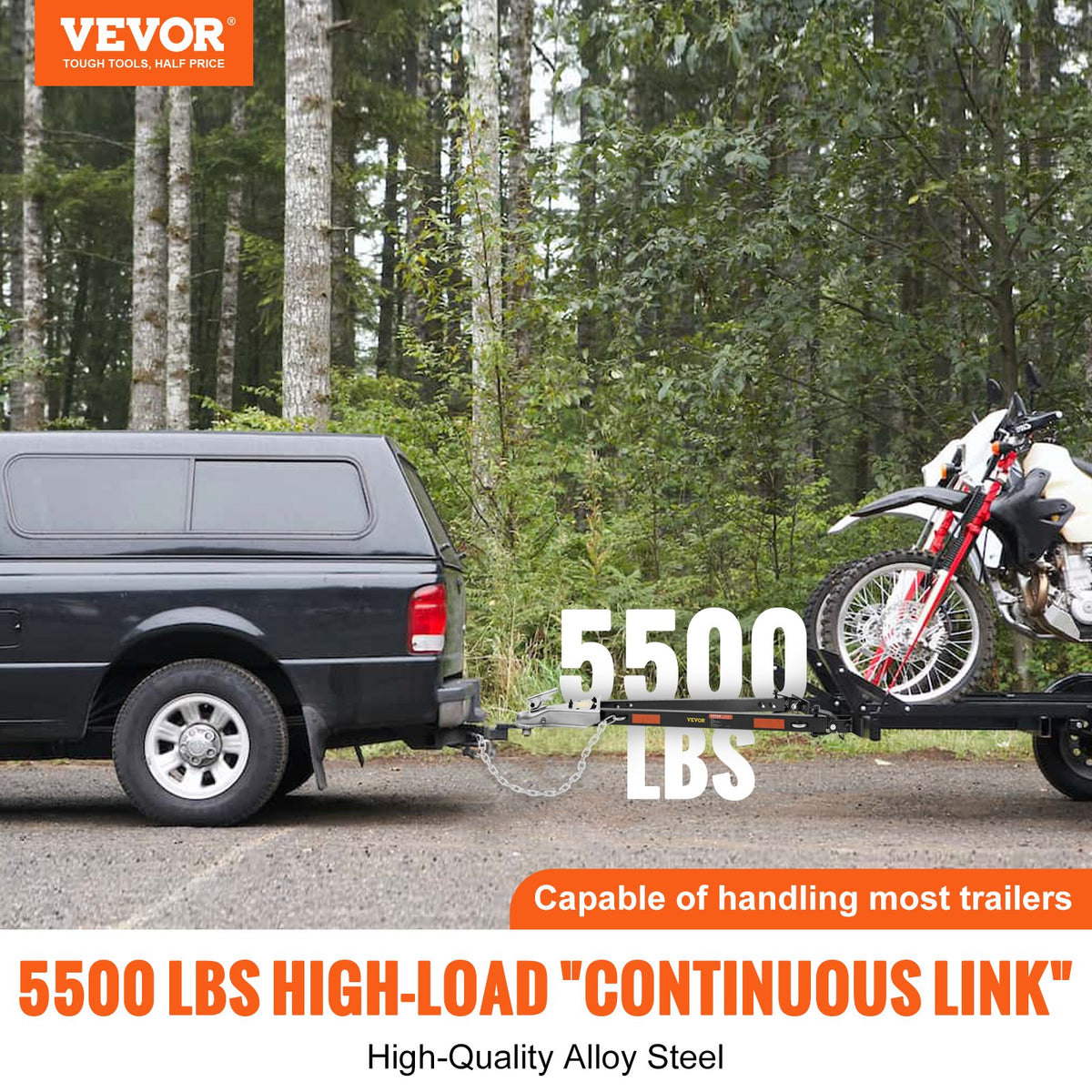 Tow Bar, 5500 lbs Towing Capacity with Chains, Powder-Coating Alloy Steel Bumper-Mounted Universal Towing Bar, Coupler Fits 2-Inch Ball Hitch, 39.4-Inch Opening Width, for RV Car Trailer Truck | US