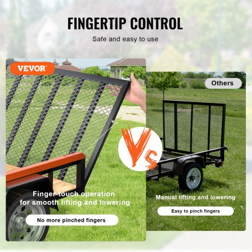 2-Sided Trailer Tailgate Lift Assist, 360 lbs Load Capacity, Compatible with Open Utility Trailer Tailgate and Ramp, with 10 to 24 Inch Heights Side Rail and 4 to 6 Feet Height Tail Gate or Ramp | US