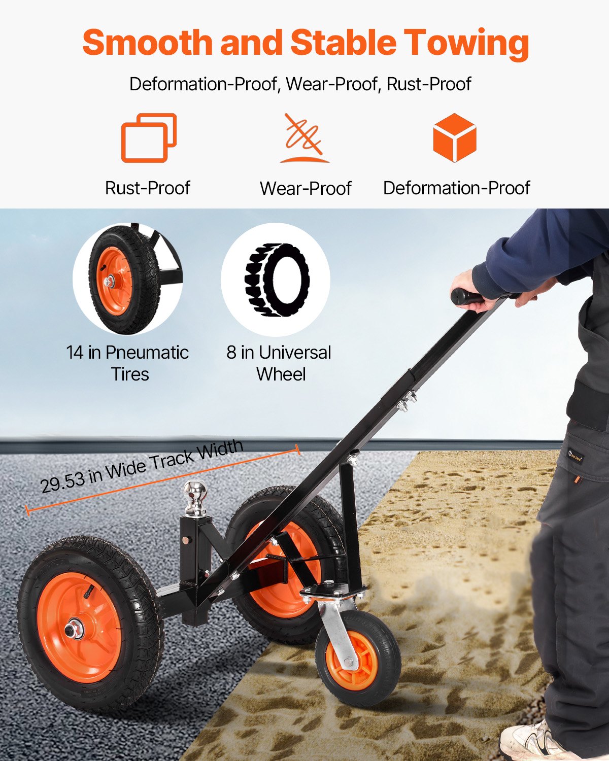 Adjustable Height Trailer Dolly – 1000 LBS, 14 Inch
