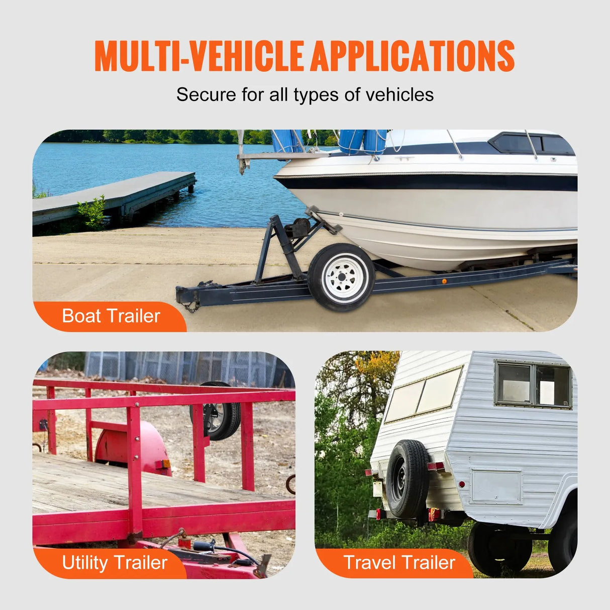 160 lb Universal Trailer Spare Tire Carrier – 4, 5, 6 & 8 Lug Wheels