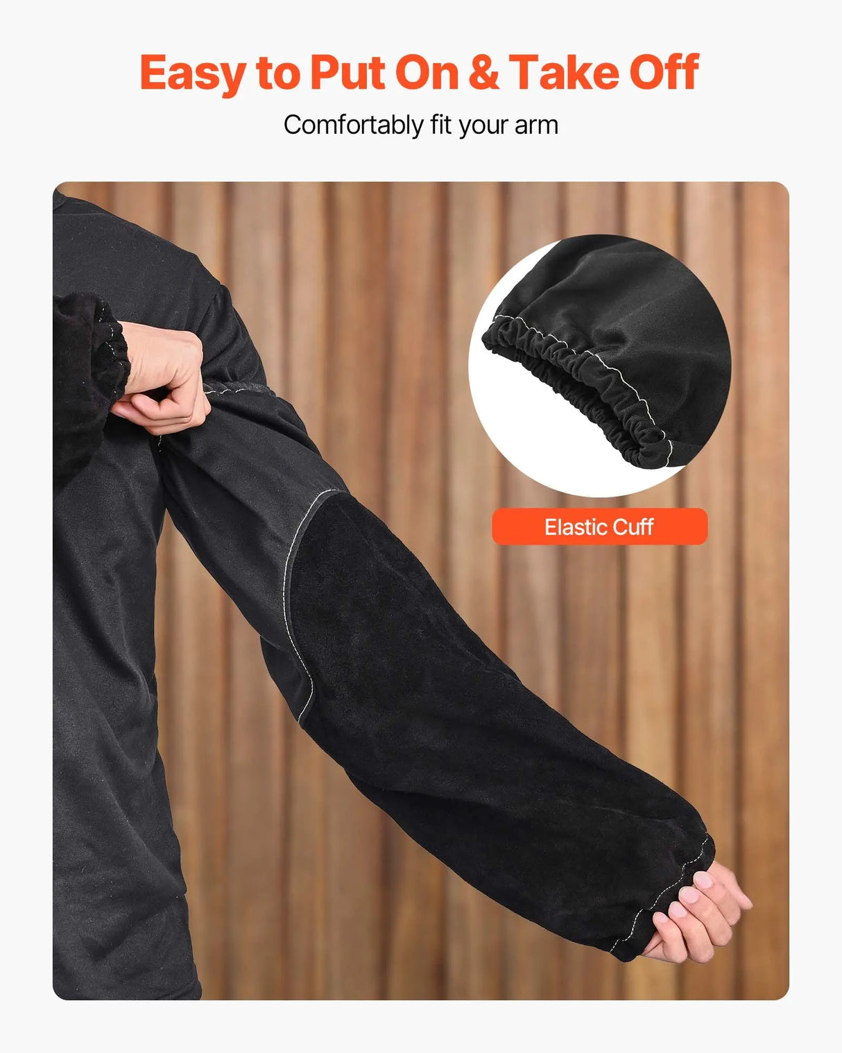 VEVOR Flame Resistant Welding Sleeves – Cowhide Leather & FR Cotton (Pair)