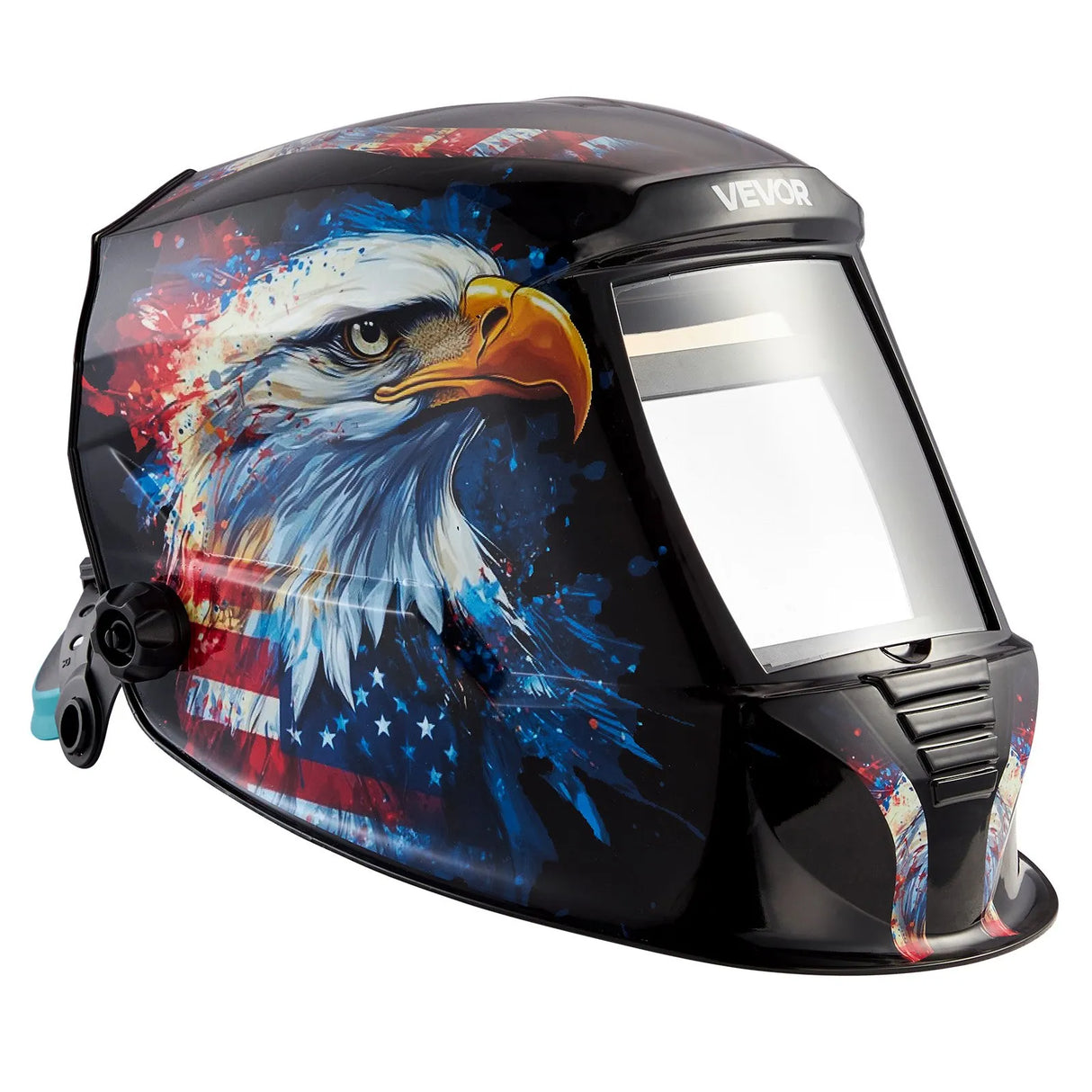 VEVOR Auto-Darkening Welding Helmet – True Color, Solar Powered, 4 Arc Sensors, National Flag