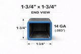 1-3/4’’ x 1-3/4’’ 14ga Square Steel Tubing – Select Length - 1-3/4 x 1-3/4