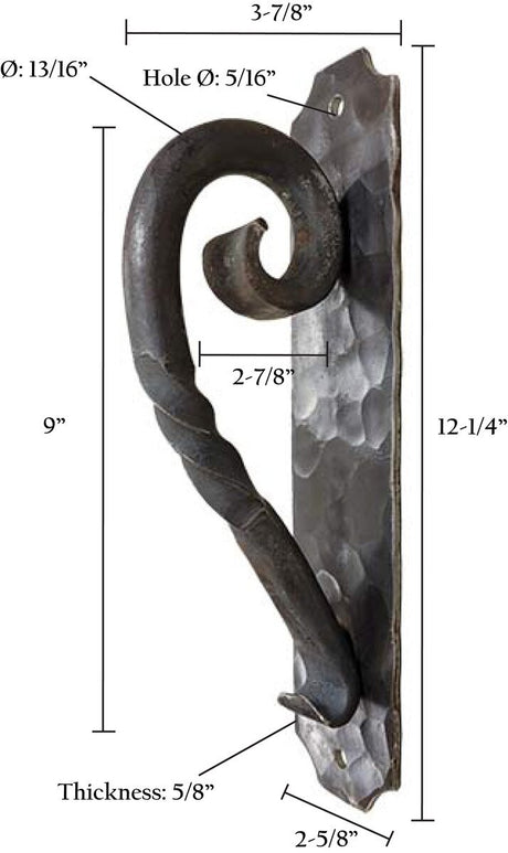 12" Classic Scroll Door & Gate Pull Handle – Heavy Duty Rustic Iron