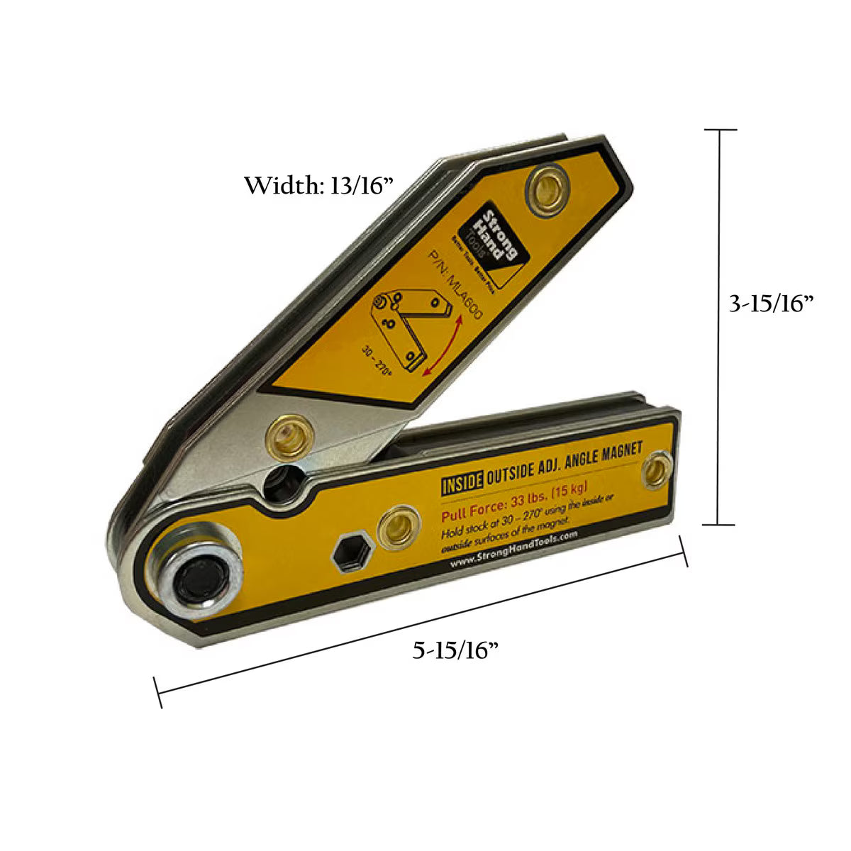 Strong Hand® Adjustable Angle Welding Magnet – 30° to 270° Magnetic Welding Clamp