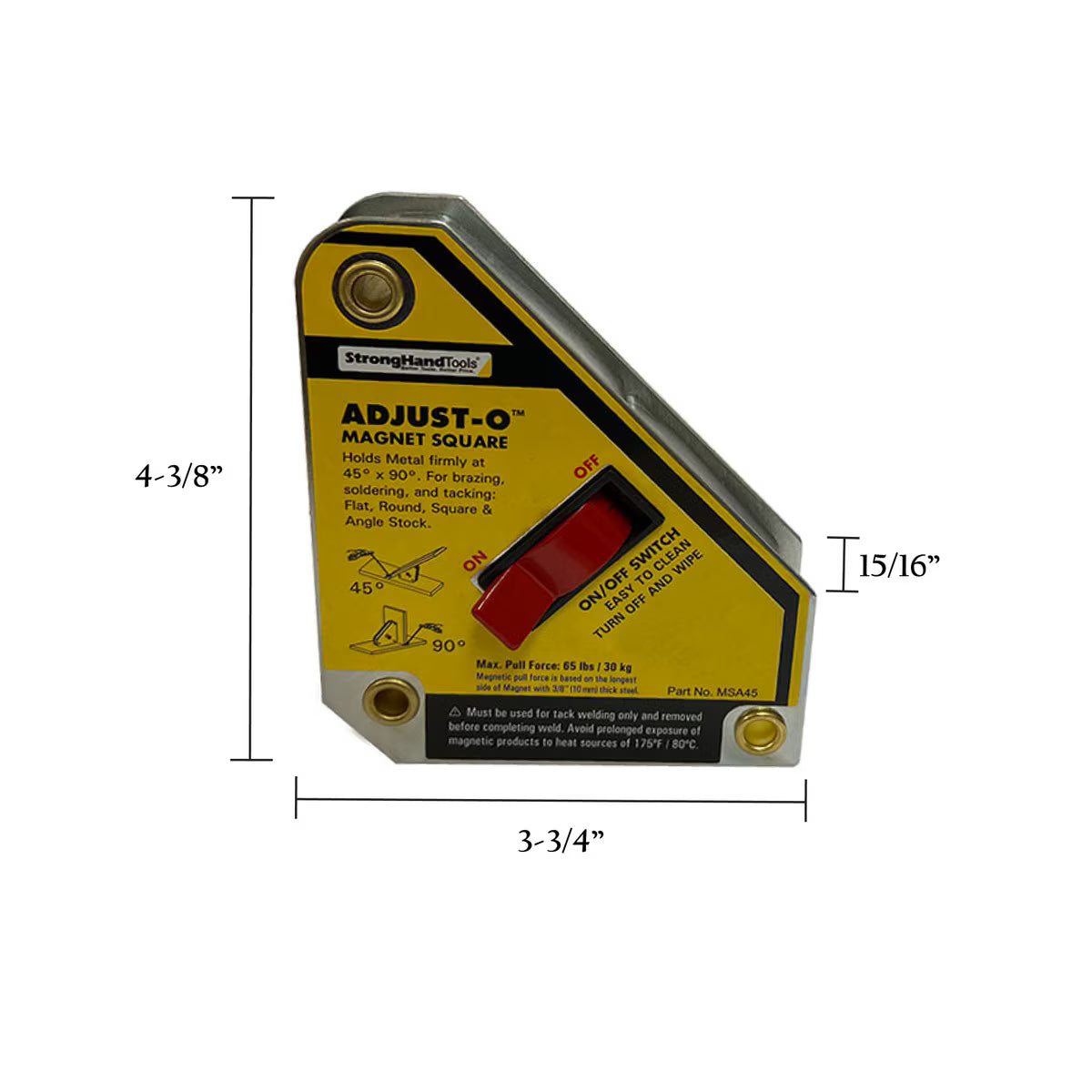 Strong Hand® Adjust-O™ On/Off Magnet Square – Switchable Magnetic Welding Holder (Standard Size)