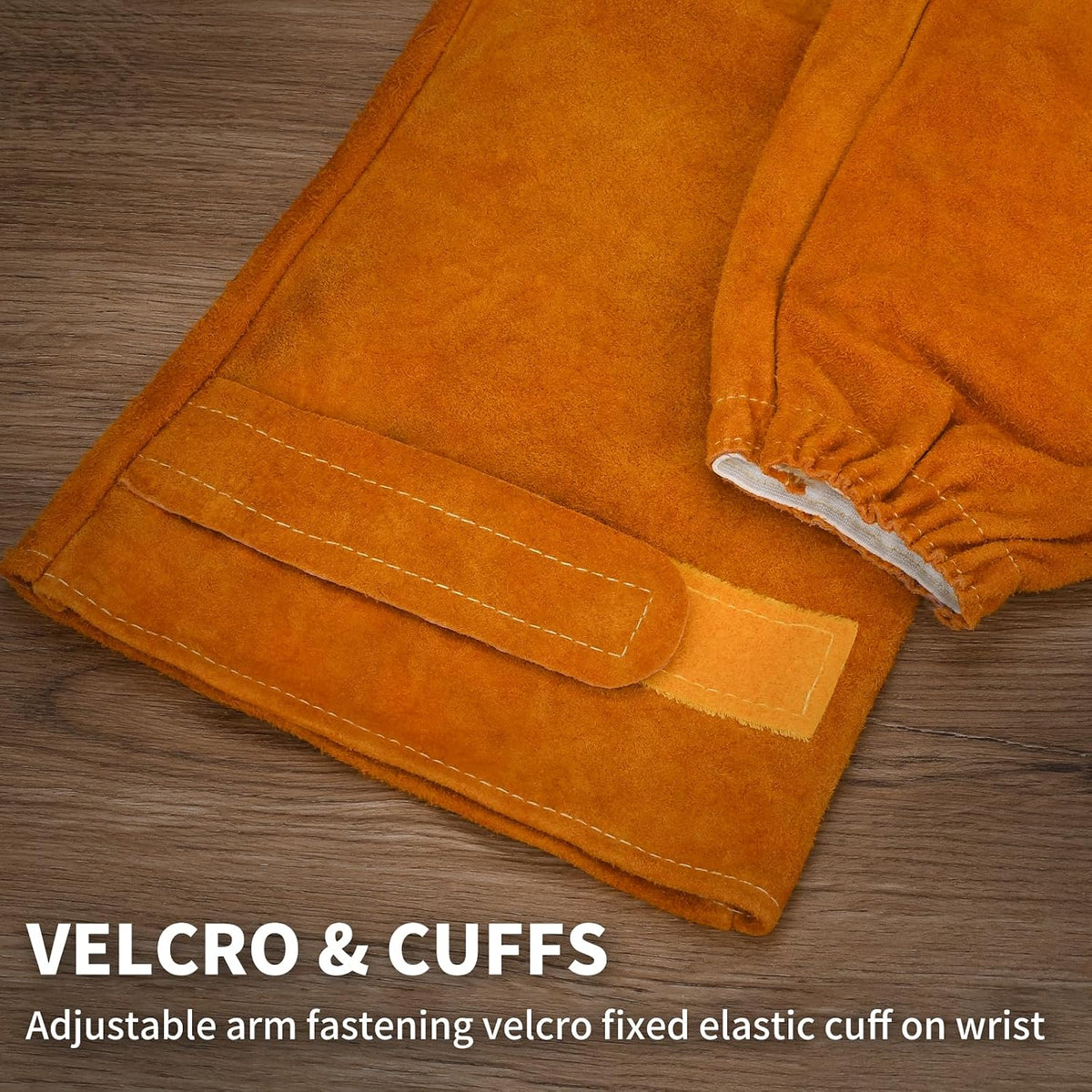 Unisex Leather Welding Sleeves Heat-Resistant Protective Arm Guards Brown